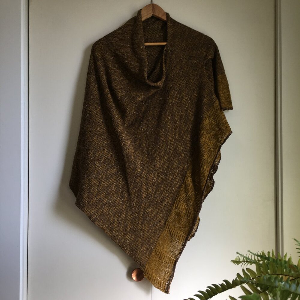 Bill Baber Scotland Linen Cotton Knit Cape Shawl Harvest Gold One Size - Picture 2 of 16